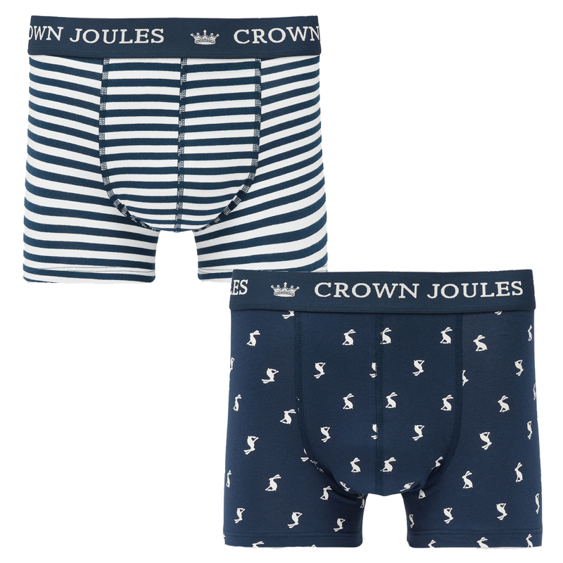 Joules Crown Joules Cotton Boxers 2 Pack - Navy Hare